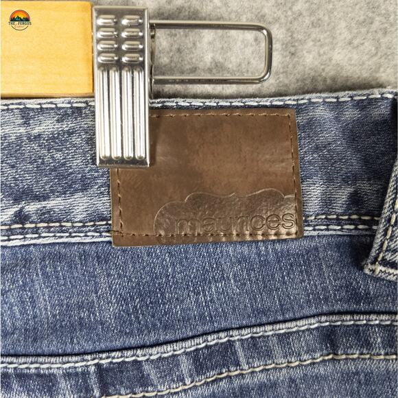 Maurices Straight Jeans Blue Medium Wash Chunky Stitch Denim Women's 11/12 Short - Picture 9 of 14